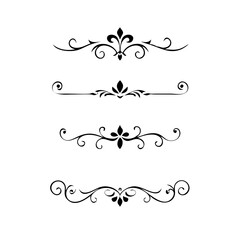 Page Divider And Design Elements. Set of Various Simple Black Divider Design, Assorted Divider Collection Template Vector. Collection of floral dividers elements mega decoration for Calligraphy.

