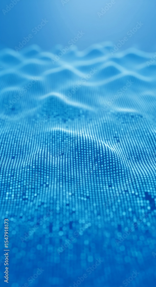 Poster abstract blue textured surface with subtle waves, creating a digital or aquatic feel, suitable for t