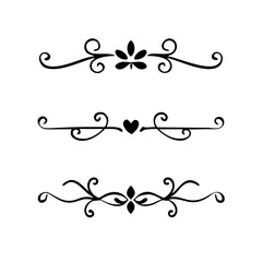 Page Divider And Design Elements. Set of Various Simple Black Divider Design, Assorted Divider Collection Template Vector. Collection of floral dividers elements mega decoration for Calligraphy.
