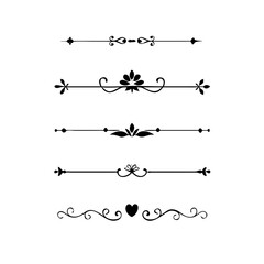 Page Divider And Design Elements. Set of Various Simple Black Divider Design, Assorted Divider Collection Template Vector. Collection of floral dividers elements mega decoration for Calligraphy.
