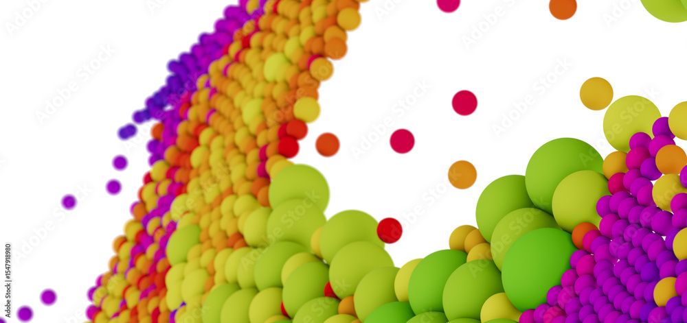 Poster vibrant 3d rendering of colorful spheres. ideal for backgrounds, presentations, and more.