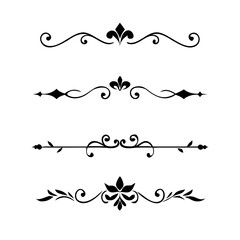 Page Divider And Design Elements. Set of Various Simple Black Divider Design, Assorted Divider Collection Template Vector. Collection of floral dividers elements mega decoration for Calligraphy.
