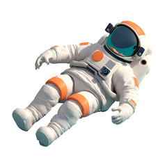 Astronaut floating in zero gravity against a stark transparent background in cosmic exploration