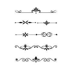 Page Divider And Design Elements. Set of Various Simple Black Divider Design, Assorted Divider Collection Template Vector. Collection of floral dividers elements mega decoration for Calligraphy.
