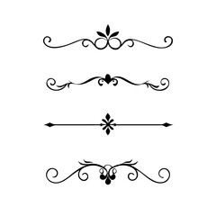 Page Divider And Design Elements. Set of Various Simple Black Divider Design, Assorted Divider Collection Template Vector. Collection of floral dividers elements mega decoration for Calligraphy.

