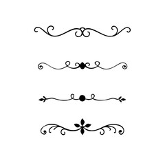 Page Divider And Design Elements. Set of Various Simple Black Divider Design, Assorted Divider Collection Template Vector. Collection of floral dividers elements mega decoration for Calligraphy.
