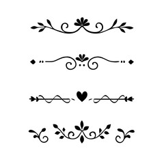 Page Divider And Design Elements. Set of Various Simple Black Divider Design, Assorted Divider Collection Template Vector. Collection of floral dividers elements mega decoration for Calligraphy.
