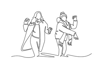 Friendship concept. Single line draw design. Vector graphic illustration