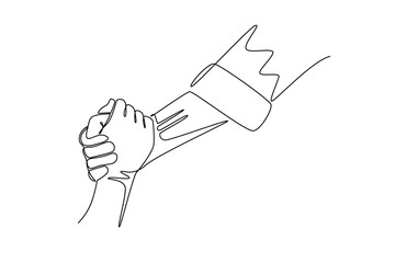 Friendship concept. Single line draw design. Vector graphic illustration