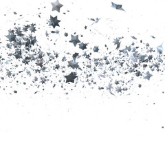 Obraz premium Sparkling silver stars burst across a white background. Perfect for celebration designs.