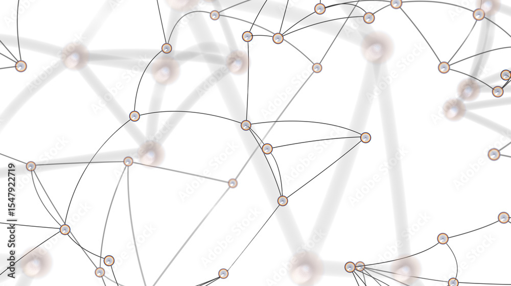 Poster Abstract image depicting a network of interconnected nodes. Ideal for technology, communication, and connection concepts.