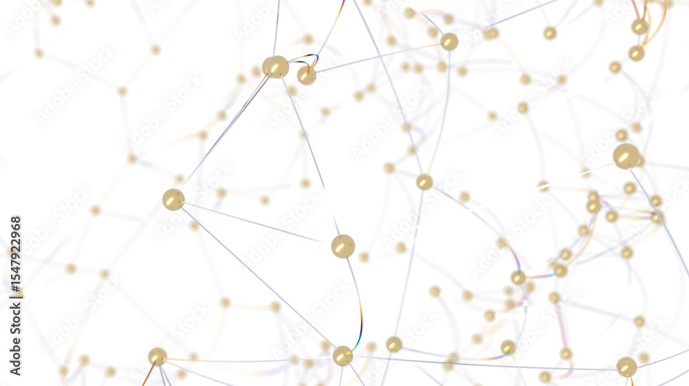 Poster stock photo of a network with golden nodes. ideal for technology, connection, and communication conc