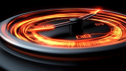 Speedometer, Speed, Velocity, Speedometer Needle at High Velocity with Glowing Orange Trails