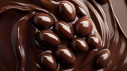 Fototapeta premium Chocolate, Candies, Sweets, Chocolate Candies in Melted Chocolate