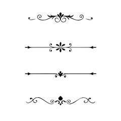 Page Divider And Design Elements. Set of Various Simple Black Divider Design, Assorted Divider Collection Template Vector. Collection of floral dividers elements mega decoration for Calligraphy.
