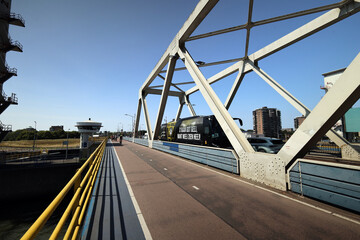 Flood barrier called Hollandsche IJsselkering and Algerabrug Bridge