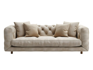 Clean design beige sofa furniture isolated on transparent background