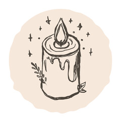 Hand-drawn candle in chalk style