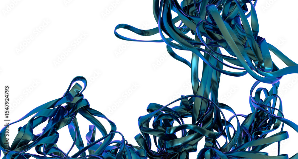 Poster 3d rendered image of swirling blue ribbons. perfect for abstract backgrounds or design elements.