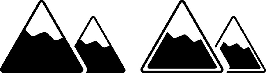 mountain icon set. environmental conservation. closed within a triangular shape
