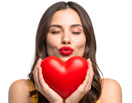 Playful Winking Emoji Blowing a Red Heart Kiss, Isolated on Transparent PNG - Powered by Adobe