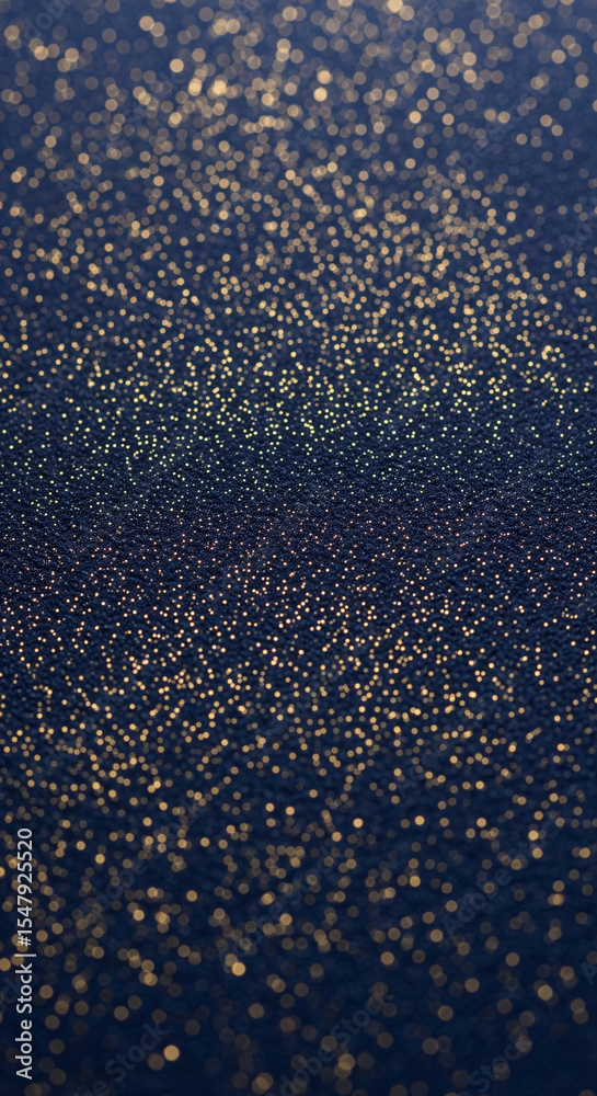 Poster dark-blue background with gold glitter bokeh effect, creating a sparkly, festive texture, ideal for 