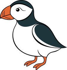 Puffin Bird Line Drawing Vector for Graphic Design