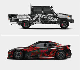 Custom Car Wraps Design Mockups for Pickup Truck and Sports Car