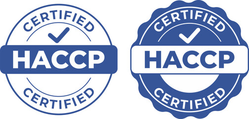 Blue Food Safety HACCP Certified Stamp – Isolated Sticker and Sign Vector Illustration