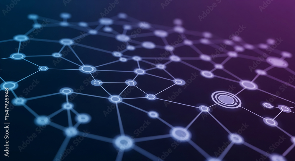 Aufkleber Abstract network graphic with glowing nodes and lines, suggesting connection, communication, and digital technology, ideal for tech or network concepts