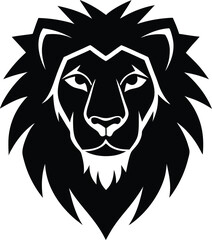 Minimalist black lion silhouette vector design for various creative applications