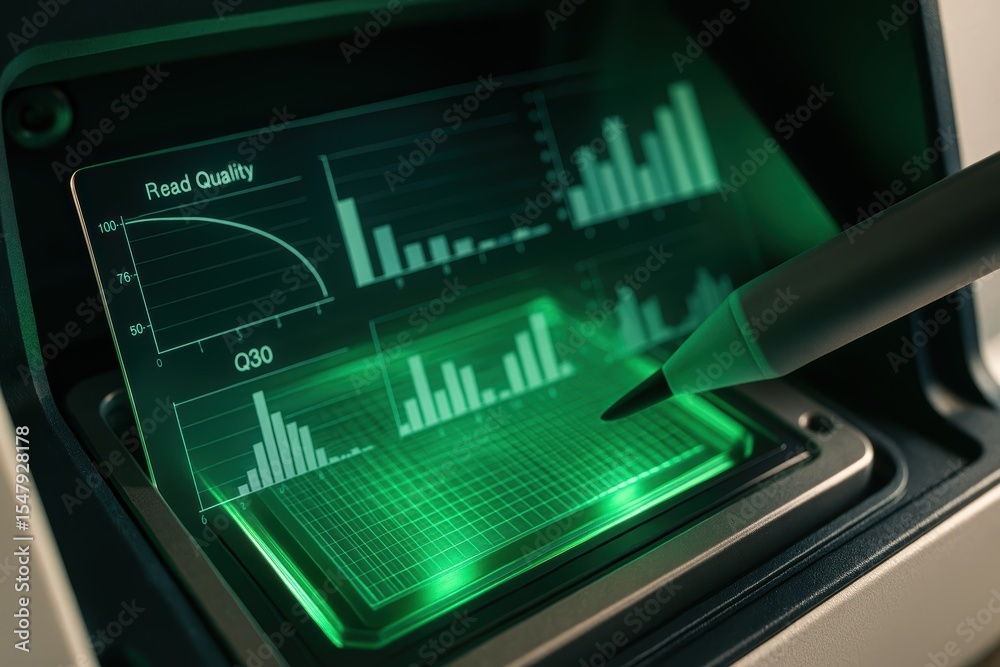 Poster Advanced Digital Display Showcasing Analytics and Data Visualization with Futuristic Interface