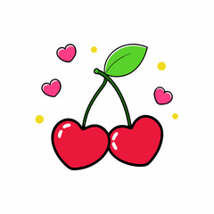 cherry with leaf