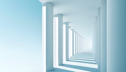 Obraz premium Modern minimalist architecture light blue columns