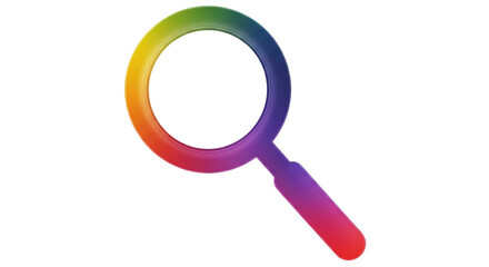 Isolated Rainbow Colored Magnifying Glass