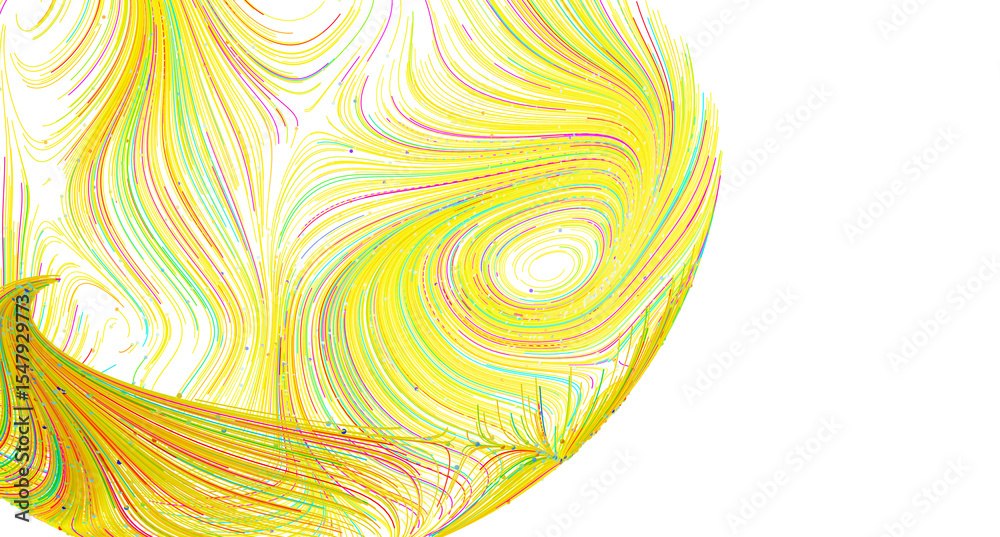 Poster Colorful abstract background with swirling lines and vibrant yellow, creating a dynamic visual.