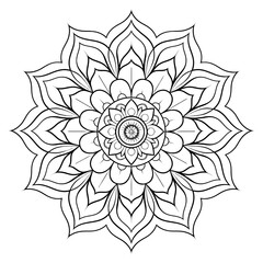 Minimalist lotus style mandala isolated on transparent background