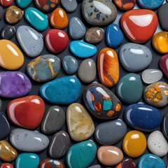 Colorful Wet Stones Close Up  