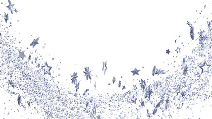 Glimmering silver stars burst across a white background. Perfect for holidays, celebrations, or magical designs.