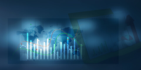 2d illustration Stock market online business concept. business Graph 