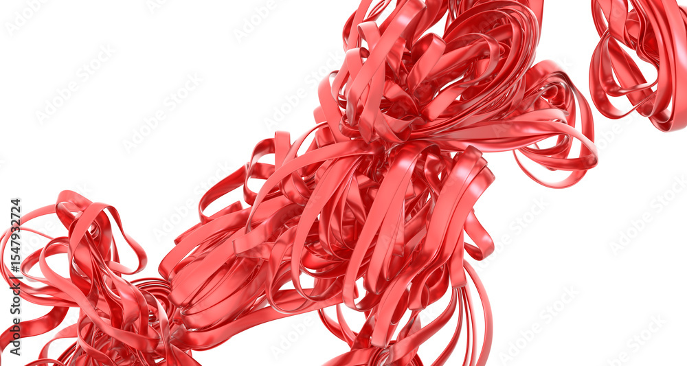 Poster abstract red ribbon swirls
