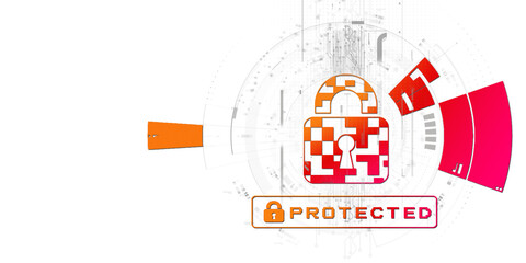 2d illustration Safety concept: Closed Padlock on digital background
