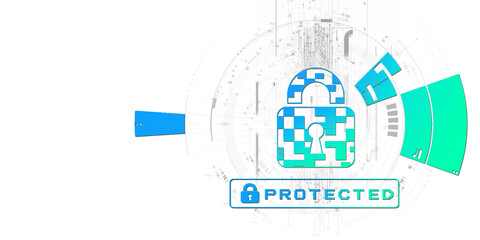 2d illustration Safety concept: Closed Padlock on digital background