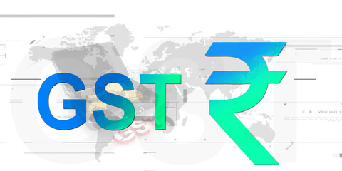 2d rendering GST Tax India with rupee sign