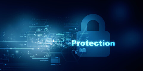 2d illustration Safety concept: Closed Padlock on digital background