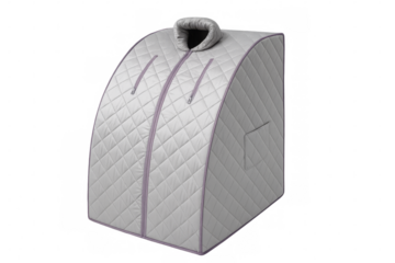 Portable home sauna showing zipper closure on transparent background