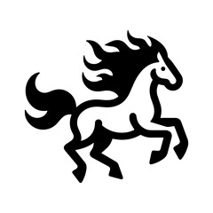 Year of the Horse black flat vector icon. Minimalist Chinese zodiac symbol on transparent background. Perfect for astrology designs, New Year celebrations, logos, and cultural projects. Clean elegant 