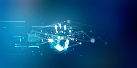 2d Illustration Fingerprint Scanning Technology Concept 