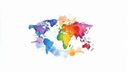 Obraz premium World map, Watercolor, Paint, Watercolor World Map with Colorful Splashes