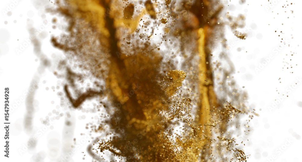 Poster Golden Particles Exploding Abstract Background